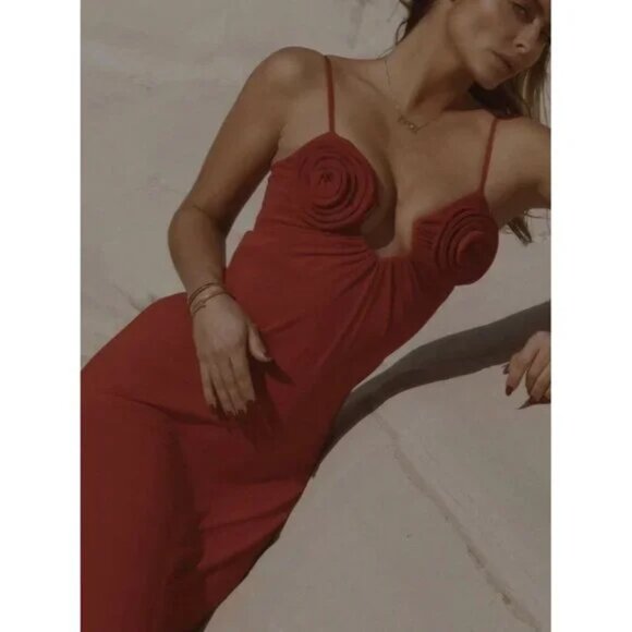 MAGDA BUTRYM H&M ROSE-APPLIQUÉD STRAPPY DRESS SIZE S - Picture 3 of 16